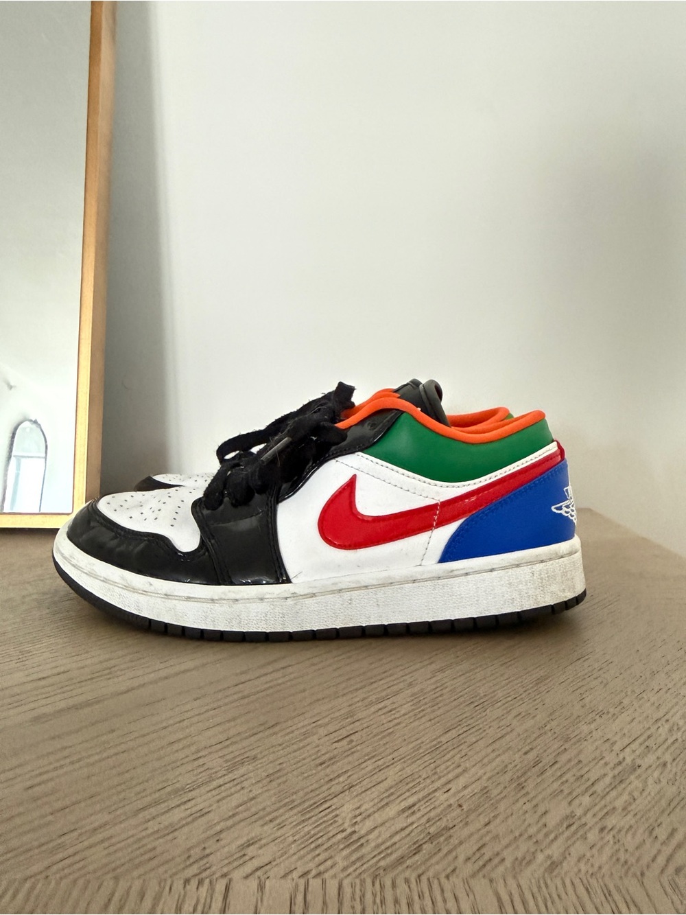 Nike Multi-Color Low-Top Sneakers with Red Swoosh